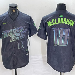 Men's Tampa Bay Rays #18 Shane McClanahan Charcoal 2024 City Connect Limited Stitched Baseball Jersey