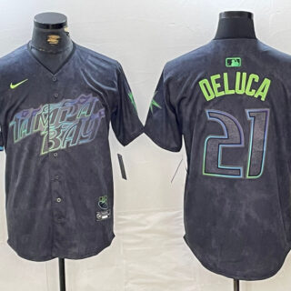 Men's Tampa Bay Rays #21 Jonny DeLuca Charcoal 2024 City Connect Limited Stitched jerseys