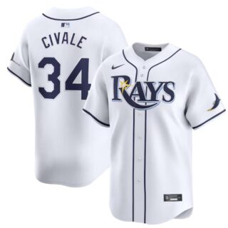 Men's Tampa Bay Rays #34 Aron Civale White Home Limited Stitched Baseball Jersey