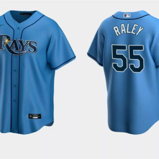 Men's Tampa Bay Rays #55 Luke Raley Light Blue Cool Base Stitched Baseball Jersey