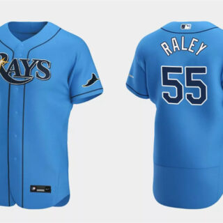 Men's Tampa Bay Rays #55 Luke Raley Light Blue Flex Base Stitched Jersey