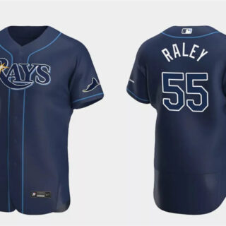Men's Tampa Bay Rays #55 Luke Raley Navy Flex Base Stitched Jersey