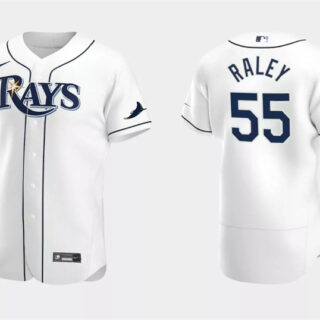 Men's Tampa Bay Rays #55 Luke Raley White Flex Base Stitched Jersey