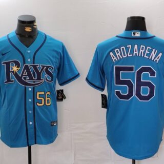 Men's Tampa Bay Rays #56 Randy Arozarena Blue Cool Base Stitched Baseball Jerseys