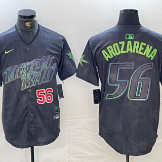 Men's Tampa Bay Rays #56 Randy Arozarena Charcoal 2024 City Connect Limited Stitched Baseball Jersey