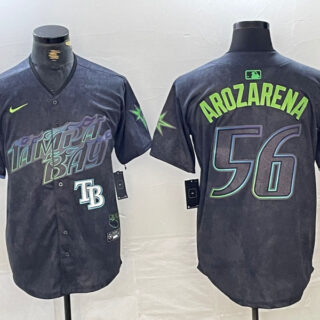 Men's Tampa Bay Rays #56 Randy Arozarena Charcoal 2024 City Connect Limited Stitched Baseball Jersey