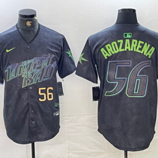 Men's Tampa Bay Rays #56 Randy Arozarena Charcoal 2024 City Connect Limited Stitched Baseball Jersey