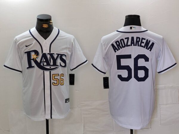 Men's Tampa Bay Rays #56 Randy Arozarena White Cool Base Stitched Baseball Jerseys