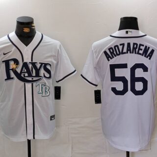 Men's Tampa Bay Rays #56 Randy Arozarena White Cool Base Stitched Baseball Jersey
