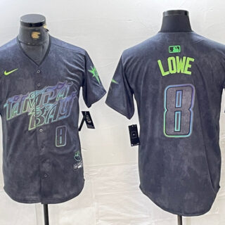 Men's Tampa Bay Rays #8 Brandon Lowe Charcoal 2024 City Connect Limited Stitched jerseys