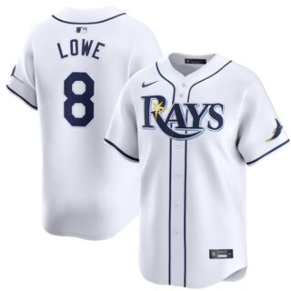 Men's Tampa Bay Rays #8 Brandon Lowe White Home Limited Stitched Baseball Jersey