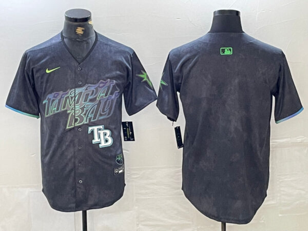 Men's Tampa Bay Rays Team Big Logo Charcoal 2024 City Connect Limited Stitched Baseball JerseyS 2