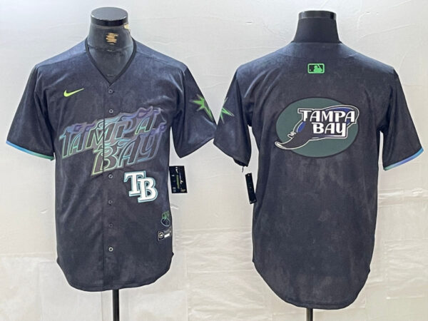 Men's Tampa Bay Rays Team Big Logo Charcoal 2024 City Connect Limited Stitched Baseball JerseyS 3