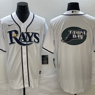 Men's Tampa Bay Rays White Team Big Logo Cool Base Stitched Baseball Jersey