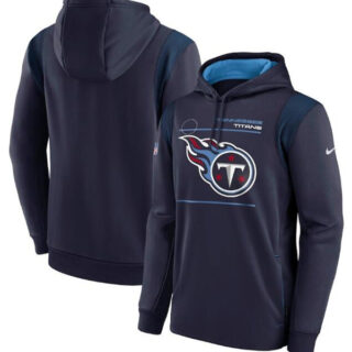 Men's Tennessee Titans 2021 Navy Sideline Logo Performance Pullover Hoodie