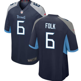 Men's Tennessee Titans #6 Nick Folk Navy Stitched Game Football Jersey