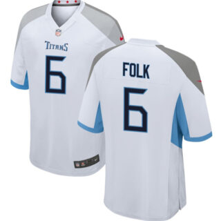 Men's Tennessee Titans #6 Nick Folk White Stitched Game Football Jersey