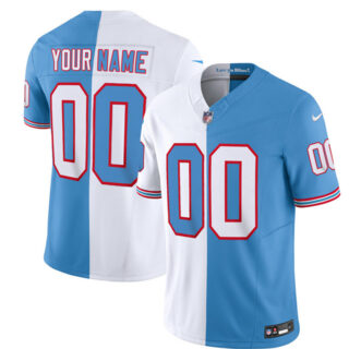 Men's Tennessee Titans Active Player Custom White Blue 2023 F.U.S.E. Split Vapor Limited Throwback Stitched Football Jersey