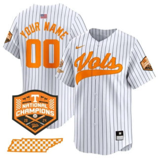 Men's Tennessee Volunteers Active Player Custom White Pinstripe 2024 Champions Vapor Limited Stitched Jersey