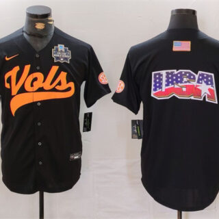 Men's Tennessee Volunteers Black Team Big Logo With Patch Stitched Jersey