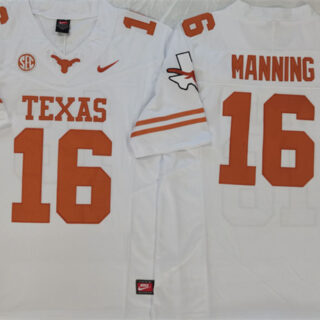 Men's Texas Longhorns #16 Peyton Manning White 2023 F.U.S.E Stitched Jersey
