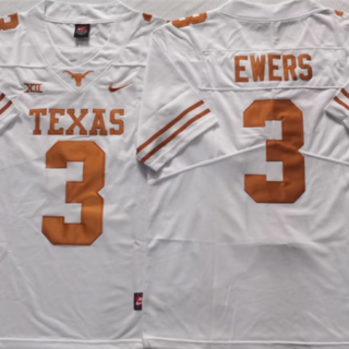 Men's Texas Longhorns #3 Ewers White Stitched Jersey