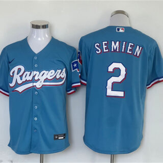 Men's Texas Rangers #2 Marcus Semien Blue With Patch Cool Base Stitched MLB Jersey