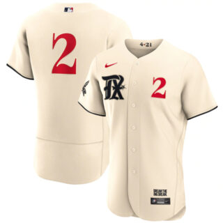 Men's Texas Rangers #2 Marcus Semien Cream 2023 City Connect Flex Base Stitched Baseball Jersey