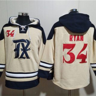 Men's Texas Rangers #34 Nolan Ryan Cream Ageless Must-Have Lace-Up Pullover Hoodie