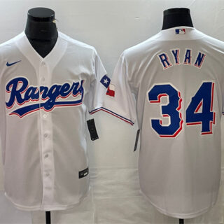Men's Texas Rangers #34 Nolan Ryan White Cool Base Stitched Baseball Jersey