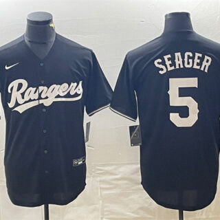Men's Texas Rangers #5 Corey Seager Black Cool Base Stitched Baseball Jersey