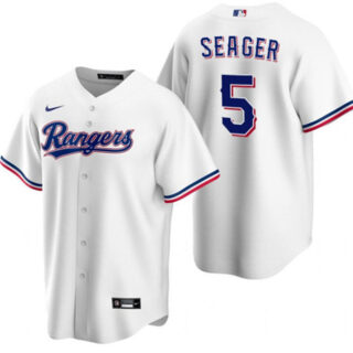 Men's Texas Rangers #5 Corey Seager White Cool Base Stitched Baseball Jersey