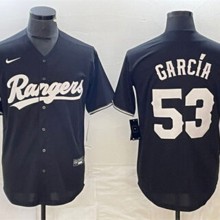 Men's Texas Rangers #53 Adolis García Black Cool Base Stitched Baseball Jersey
