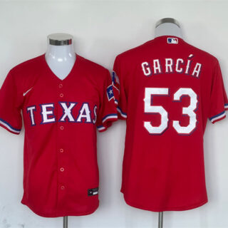 Men's Texas Rangers #53 Adolis García Red With Patch Cool Base Stitched Baseball Jersey