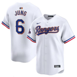 Men's Texas Rangers #6 Josh Jung White 2024 Gold Collection Cool Base Stitched Baseball Jersey