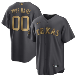 Men's Texas Rangers Active Player Custom 2022 All-Star Charcoal Cool Base Stitched Baseball Jersey