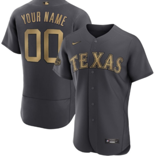 Men's Texas Rangers Active Player Custom 2022 All-Star Charcoal Flex Base Stitched Jersey