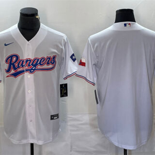Men's Texas Rangers Blank White With Patch Cool Base Stitched Baseball Jersey