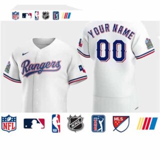 Men's Texas Rangers Custom 2020 Home White Flexbase Jersey