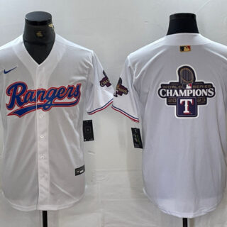 Men's Texas Rangers Team Big Logo White 2024 Gold Collection Cool Base Stitched Baseball Jersey 6