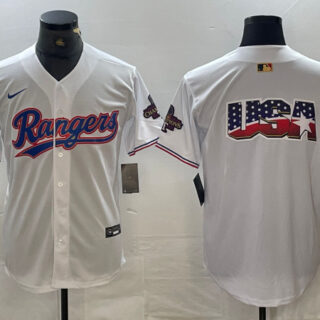 Men's Texas Rangers Team Big Logo White 2024 Gold Collection Cool Base Stitched Baseball Jerseys