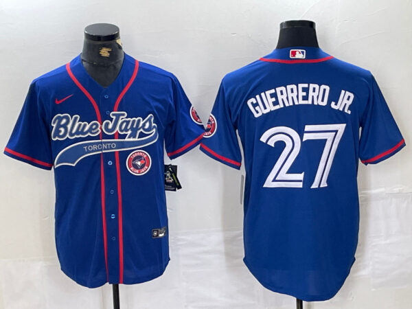 Men's Toronto Blue Jays #27 Vladimir Guerrero Jr. Royal Cool Base Stitched Baseball Jerseys