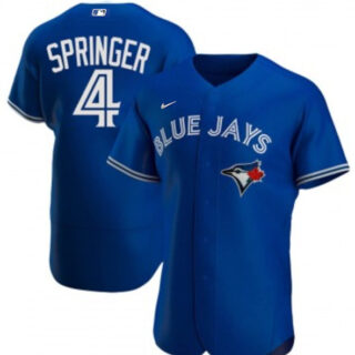 Men's Toronto Blue Jays #4 George Springer Royal Flex Base Stitched Jersey