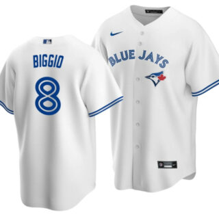 Men's Toronto Blue Jays #8 Cavan Biggio White Cool Base Stitched Jersey