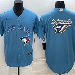 Men's Toronto Blue Jays Light Blue Team Big Logo Cool Base Stitched Baseball Jersey