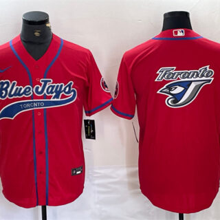 Men's Toronto Blue Jays Red Team Big Logo Cool Base Stitched Baseball Jersey