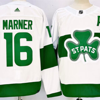 Men's Toronto Maple Leafs #16 Mitch Marner White St Patricks Authentic Jersey