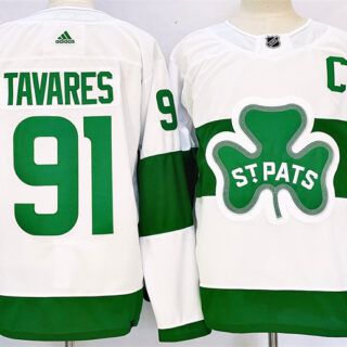 Men's Toronto Maple Leafs #91 John Tavares White St Patricks Authentic Jersey