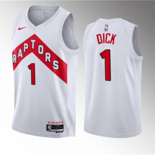 Men's Toronto Raptors #1 Gradey Dick White 2023 Draft Association Edition Stitched Basketball Jersey
