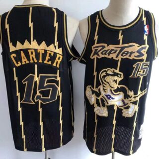 Men's Toronto Raptors #15 Vince Carter Black Throwback Stitched Jersey